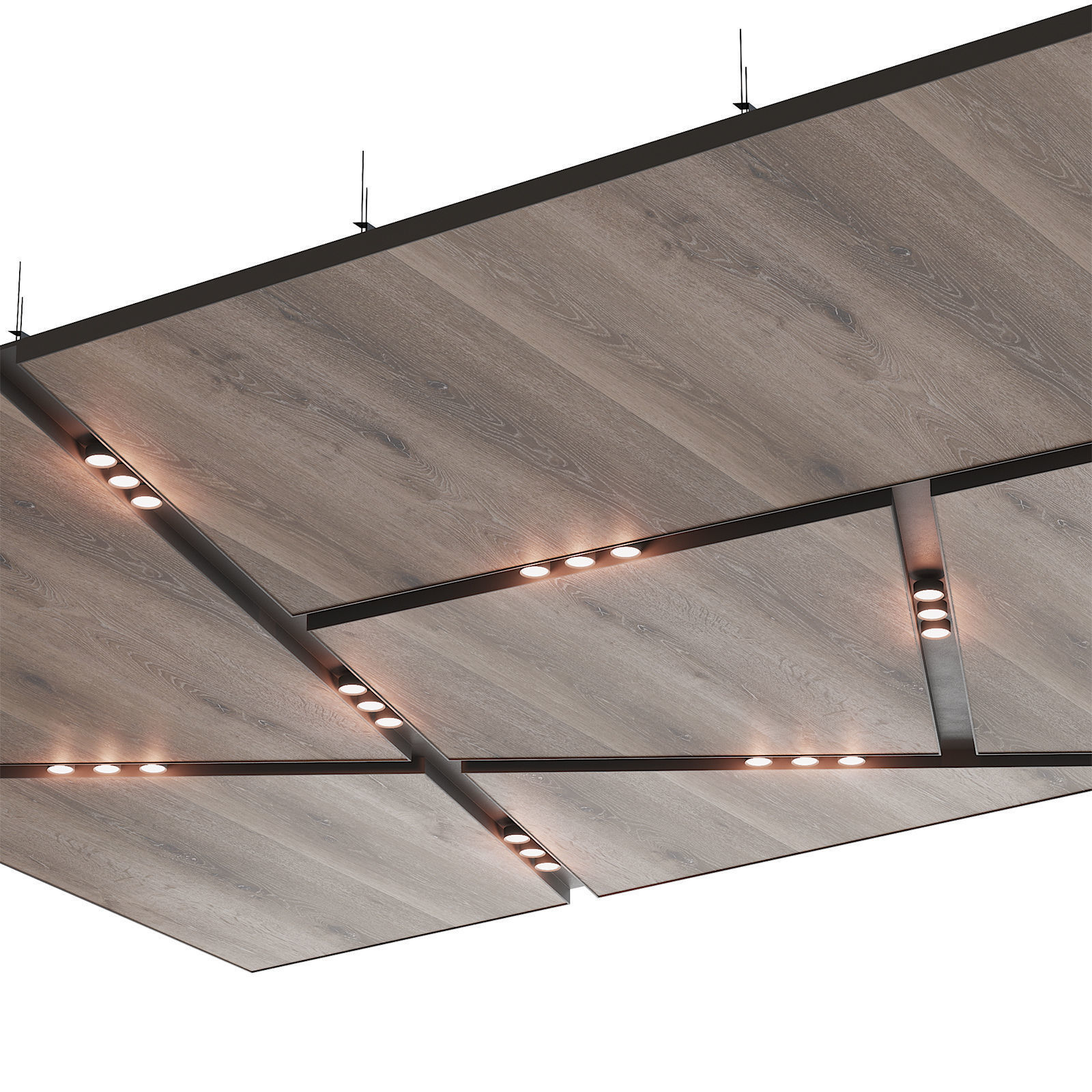 Wooden suspended ceiling with lighting 40 3D model_3