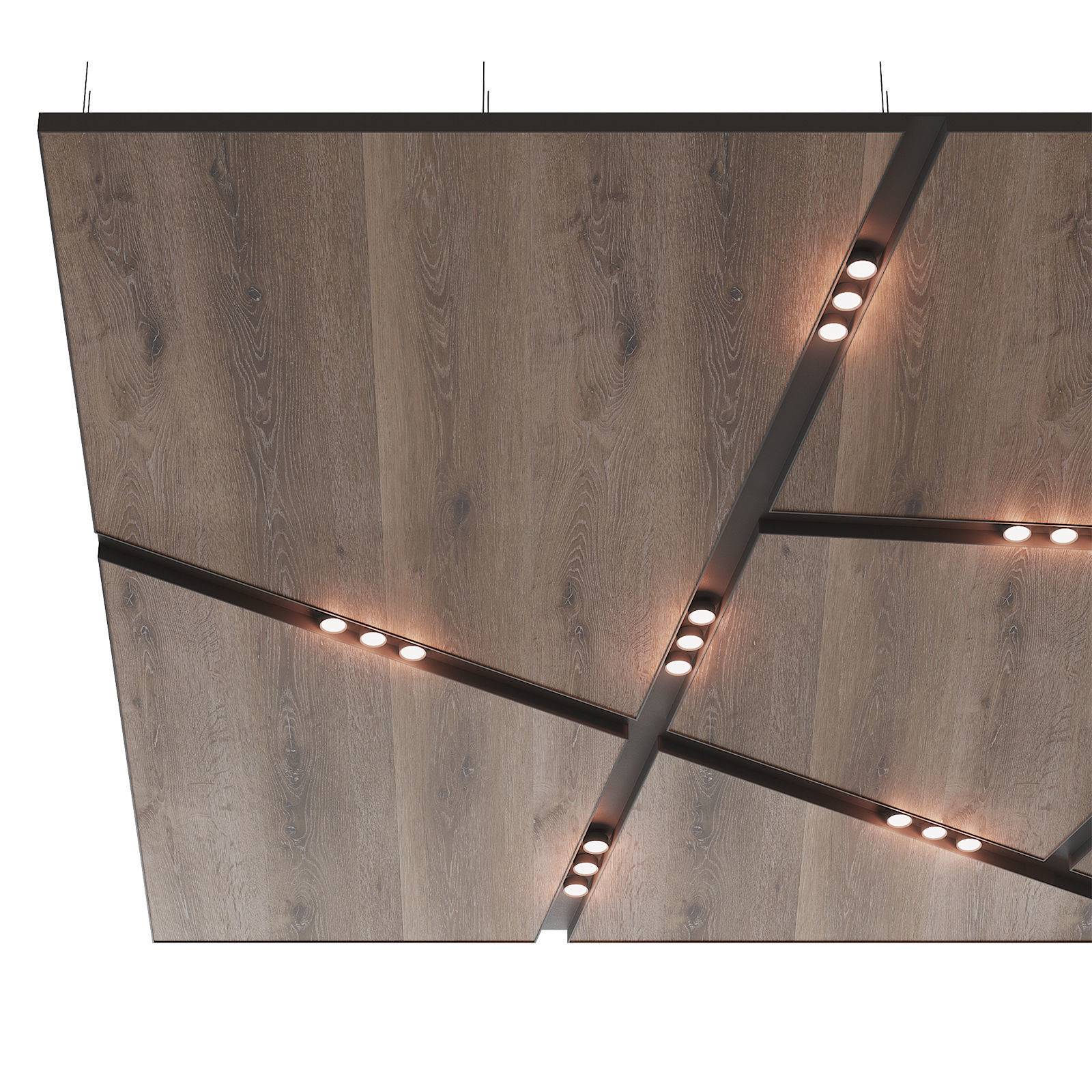 Wooden suspended ceiling with lighting 40 3D model_2