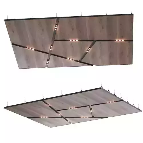 Wooden suspended ceiling with lighting 40