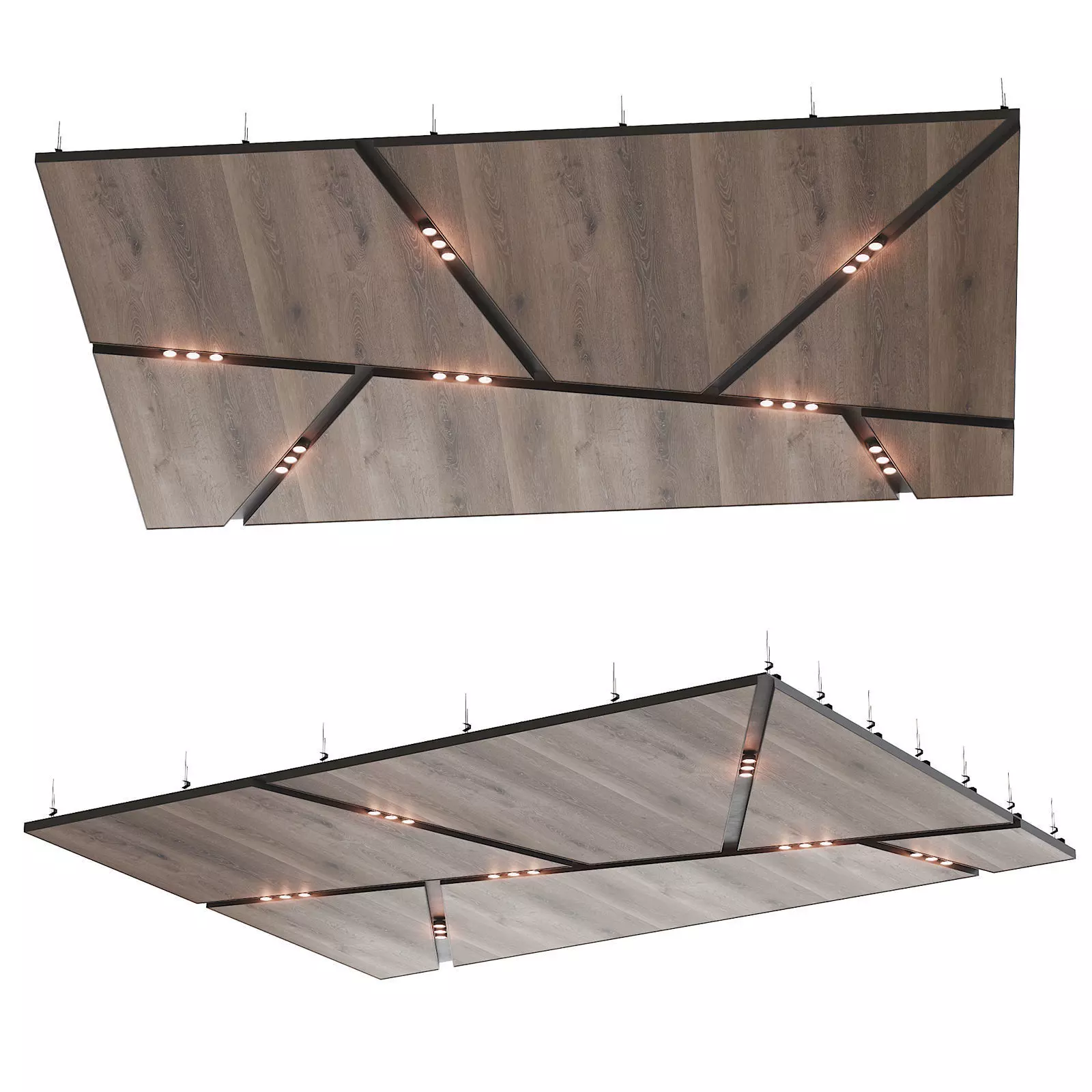 Wooden suspended ceiling with lighting 39 3D model_0