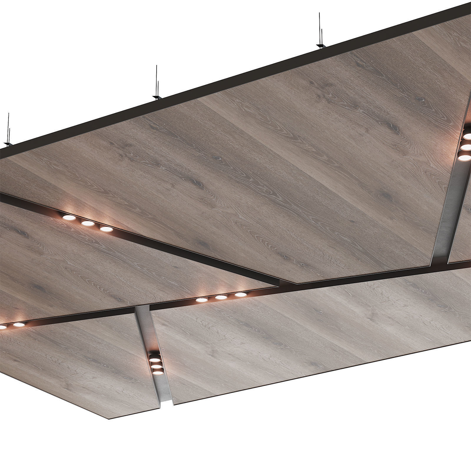 Wooden suspended ceiling with lighting 39 3D model_3