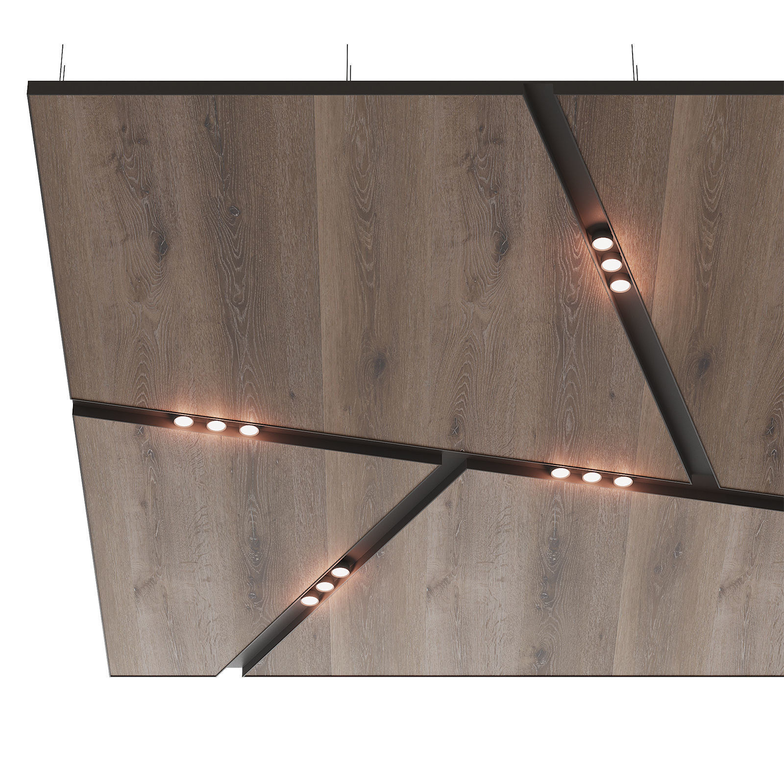 Wooden suspended ceiling with lighting 39 3D model_2
