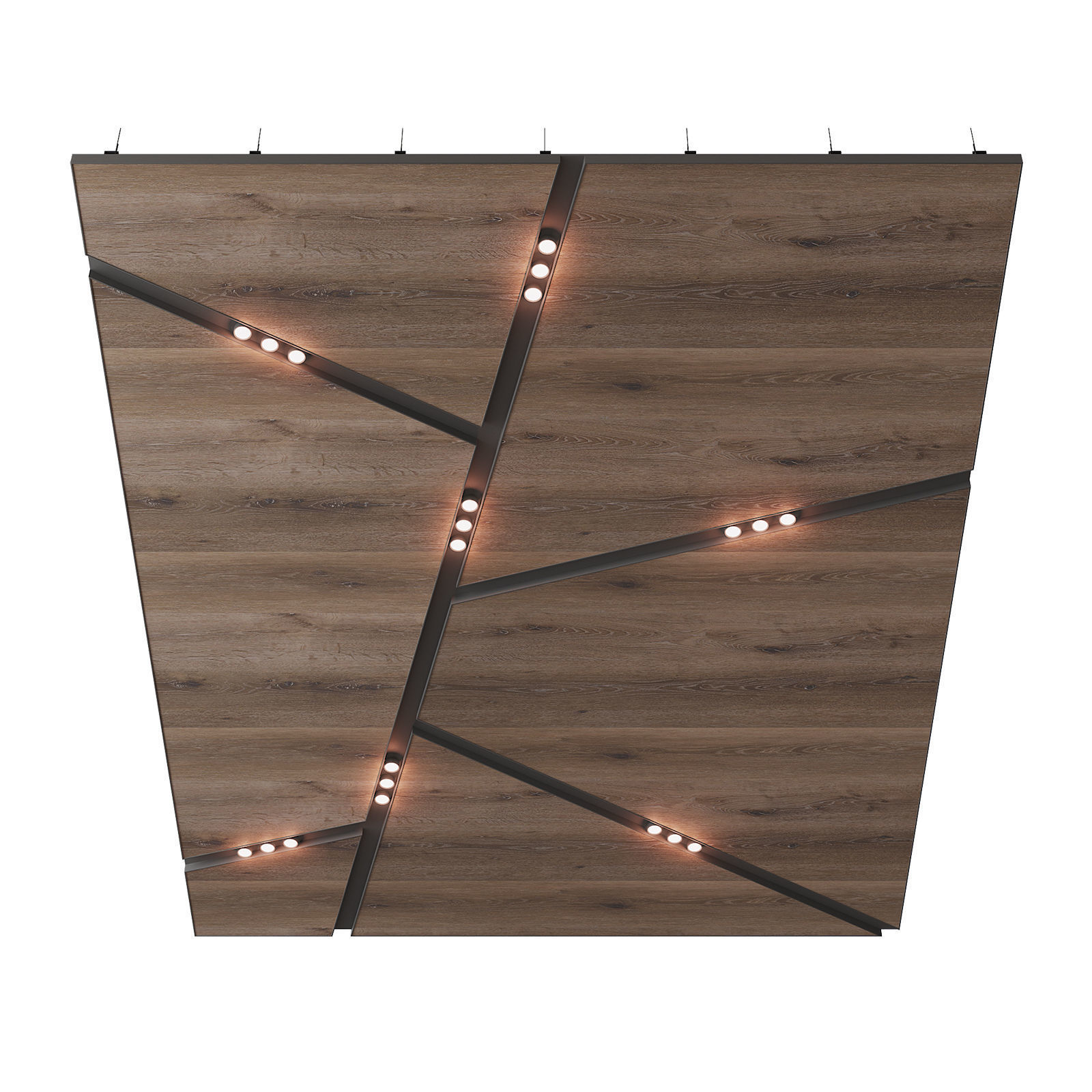 Wooden suspended ceiling with lighting 39 3D model_1