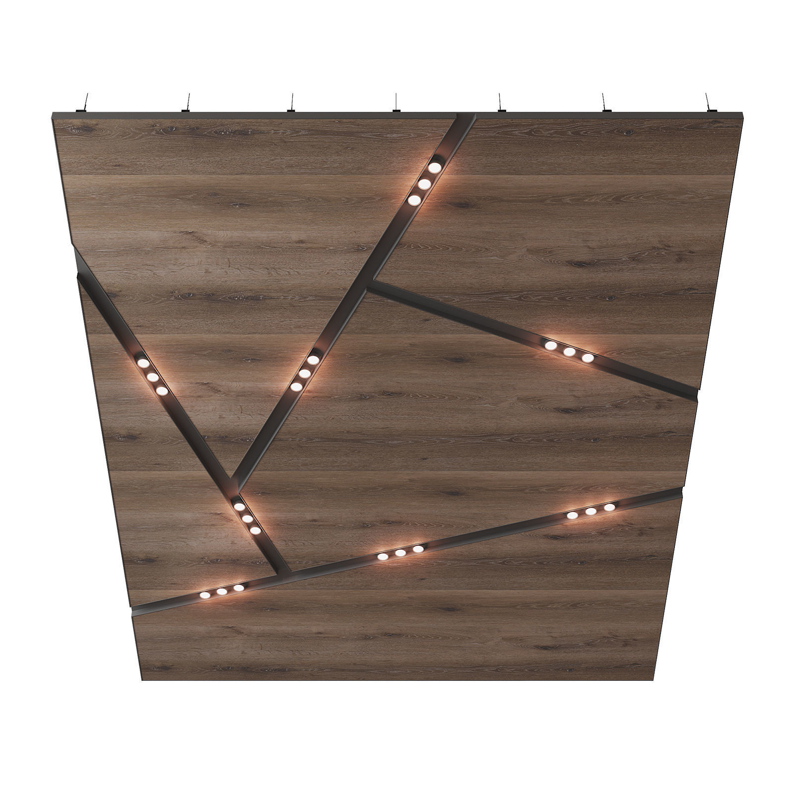 Wooden suspended ceiling with lighting 38 3D model_1