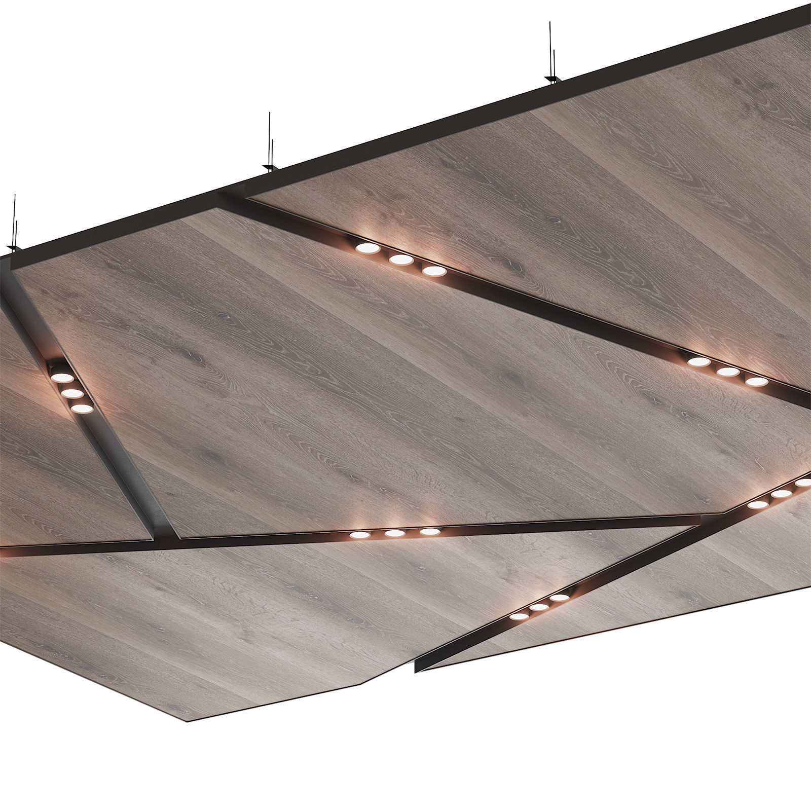 Wooden suspended ceiling with lighting 38 3D model_3