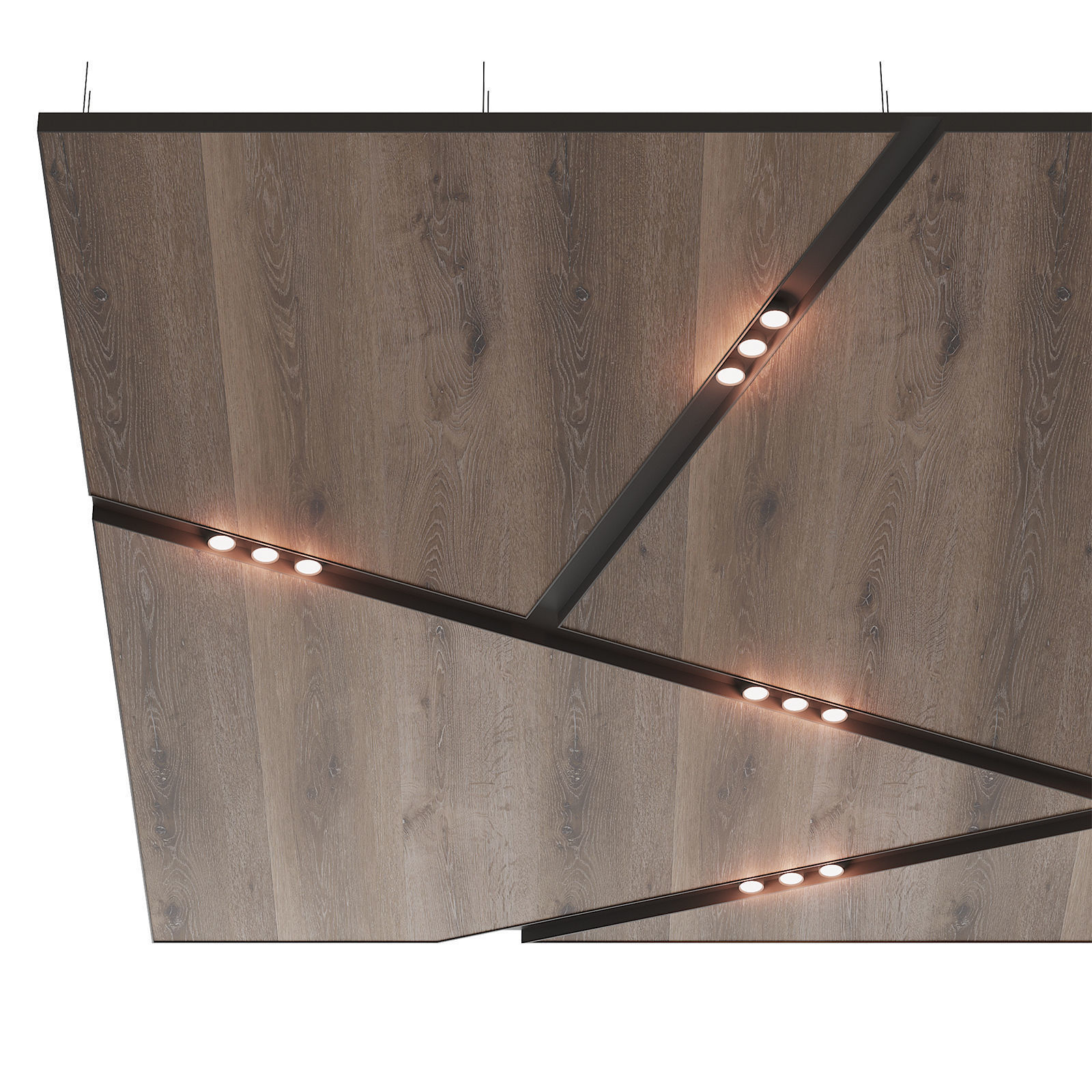 Wooden suspended ceiling with lighting 38 3D model_2