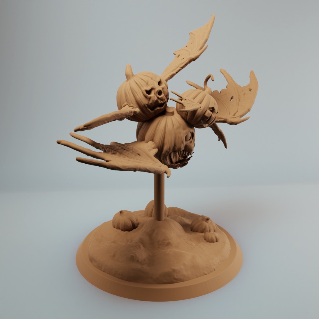 Scary Flying Pumpkins with wings horror miniature 3D print model_2