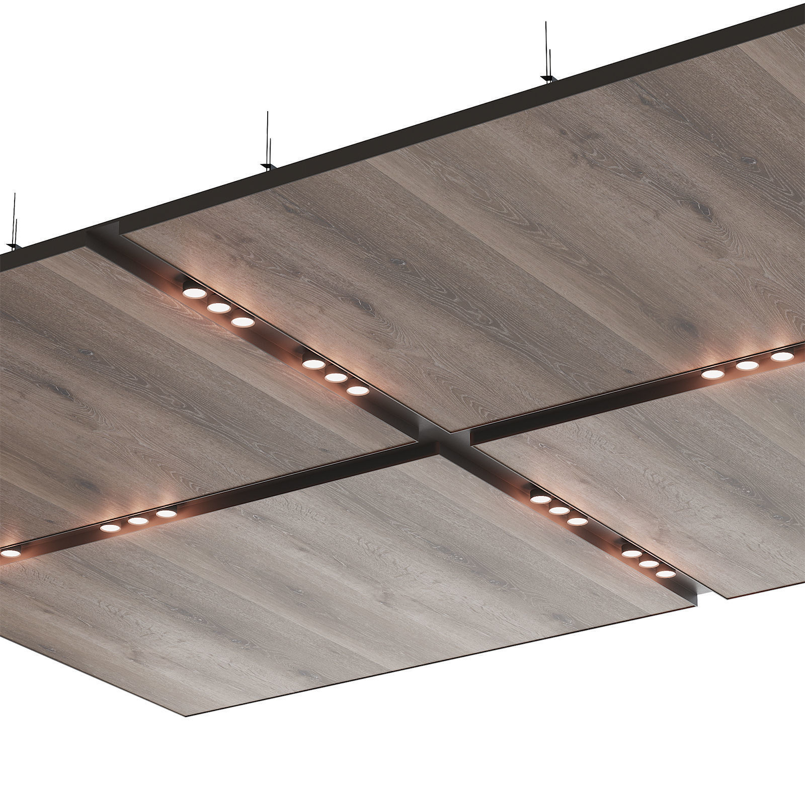 Wooden suspended ceiling with lighting 37 3D model_3