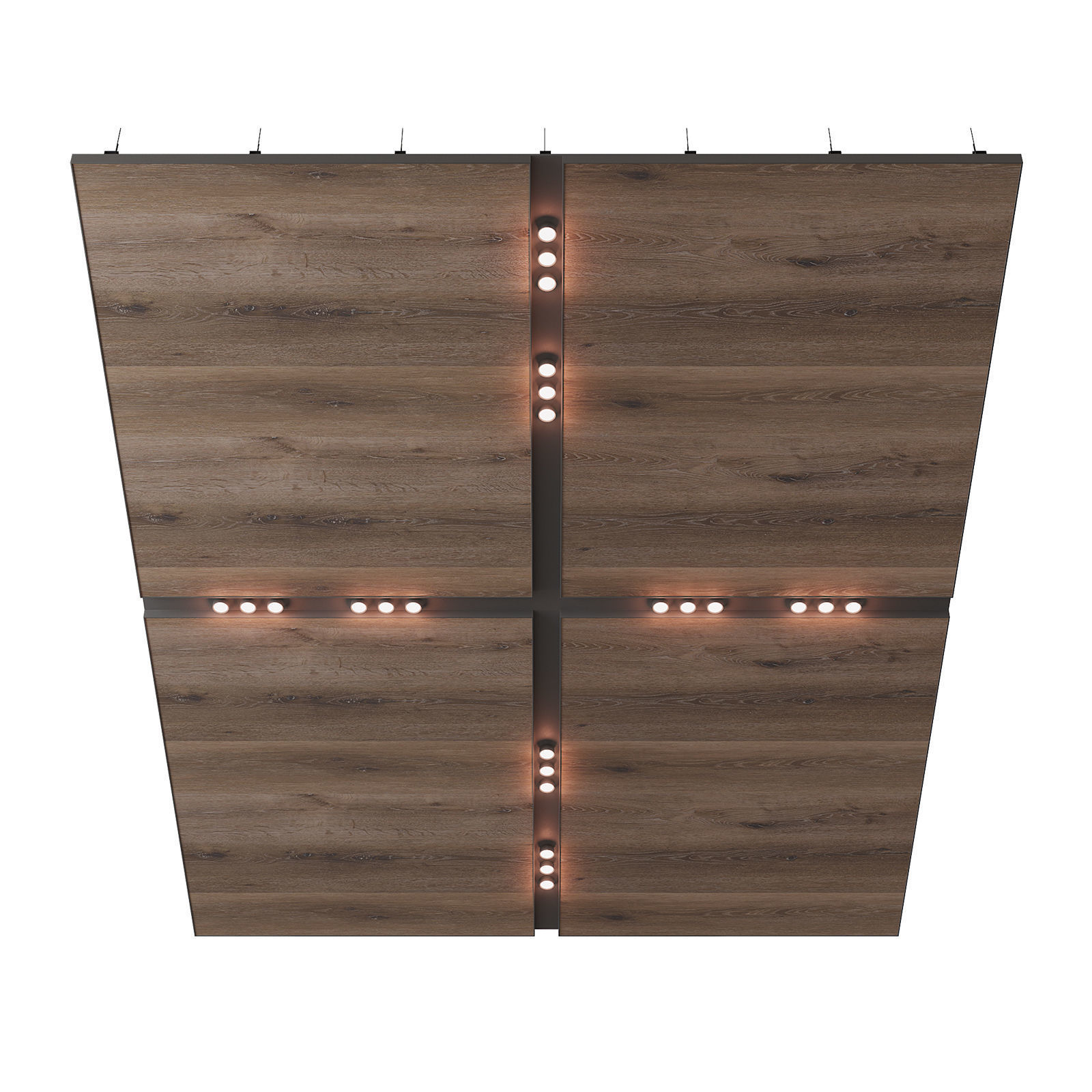 Wooden suspended ceiling with lighting 37 3D model_1