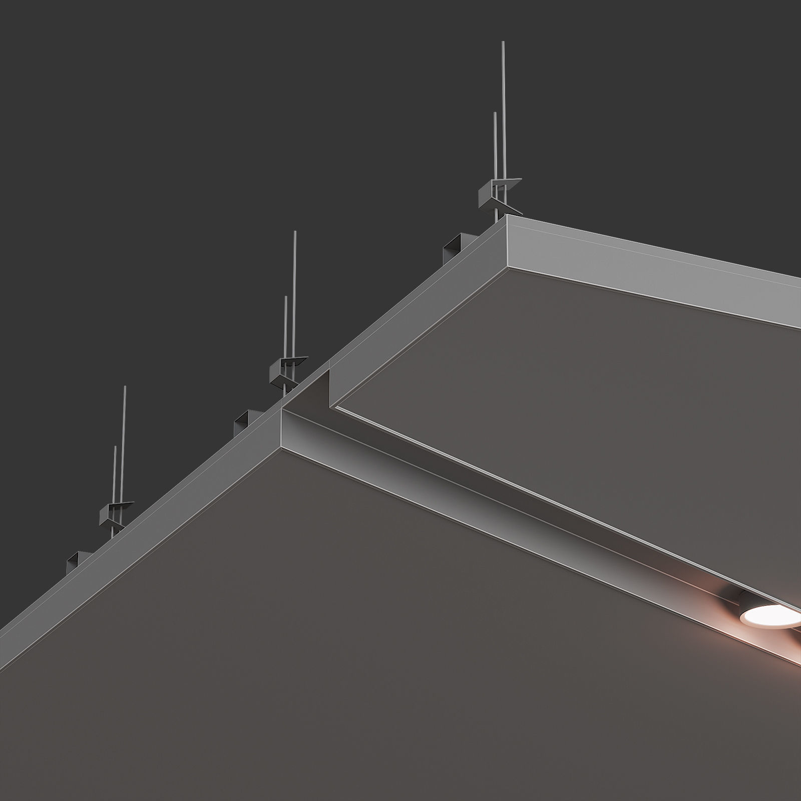 Wooden suspended ceiling with lighting 37 3D model_4