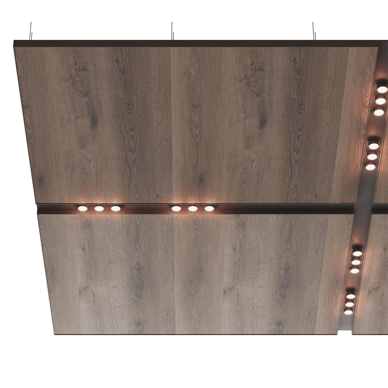 Wooden suspended ceiling with lighting 37 3D model_2