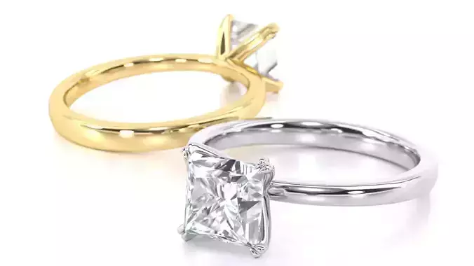 Princess Cut Double Prong Tapered Shank