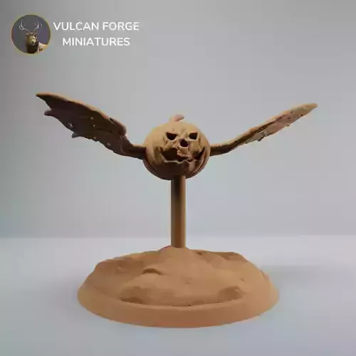 Scary Flying Pumpkin with bat wings  pre supported 3D print model