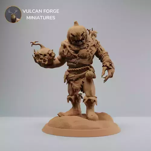 Pumpkin Orc or Ogre Brute with pumkin bomb 3D print model