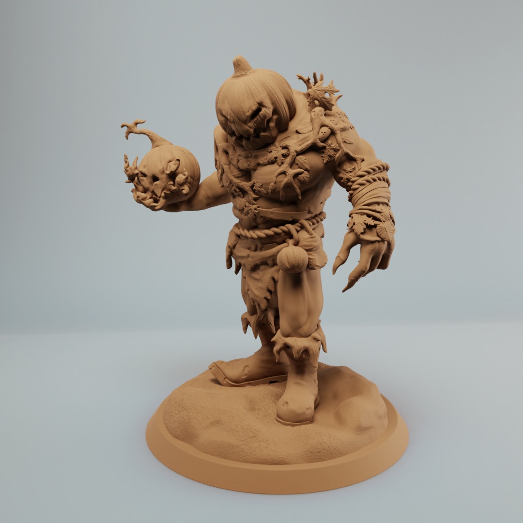 Pumpkin Orc or Ogre Brute with pumkin bomb 3D print model_1