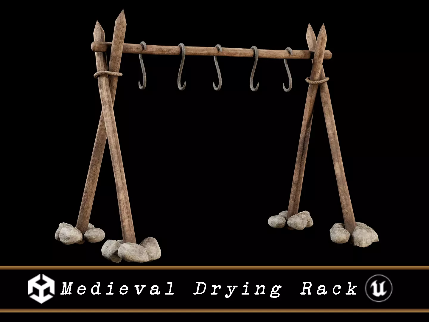 Medieval Drying Rack Low-poly 3D model