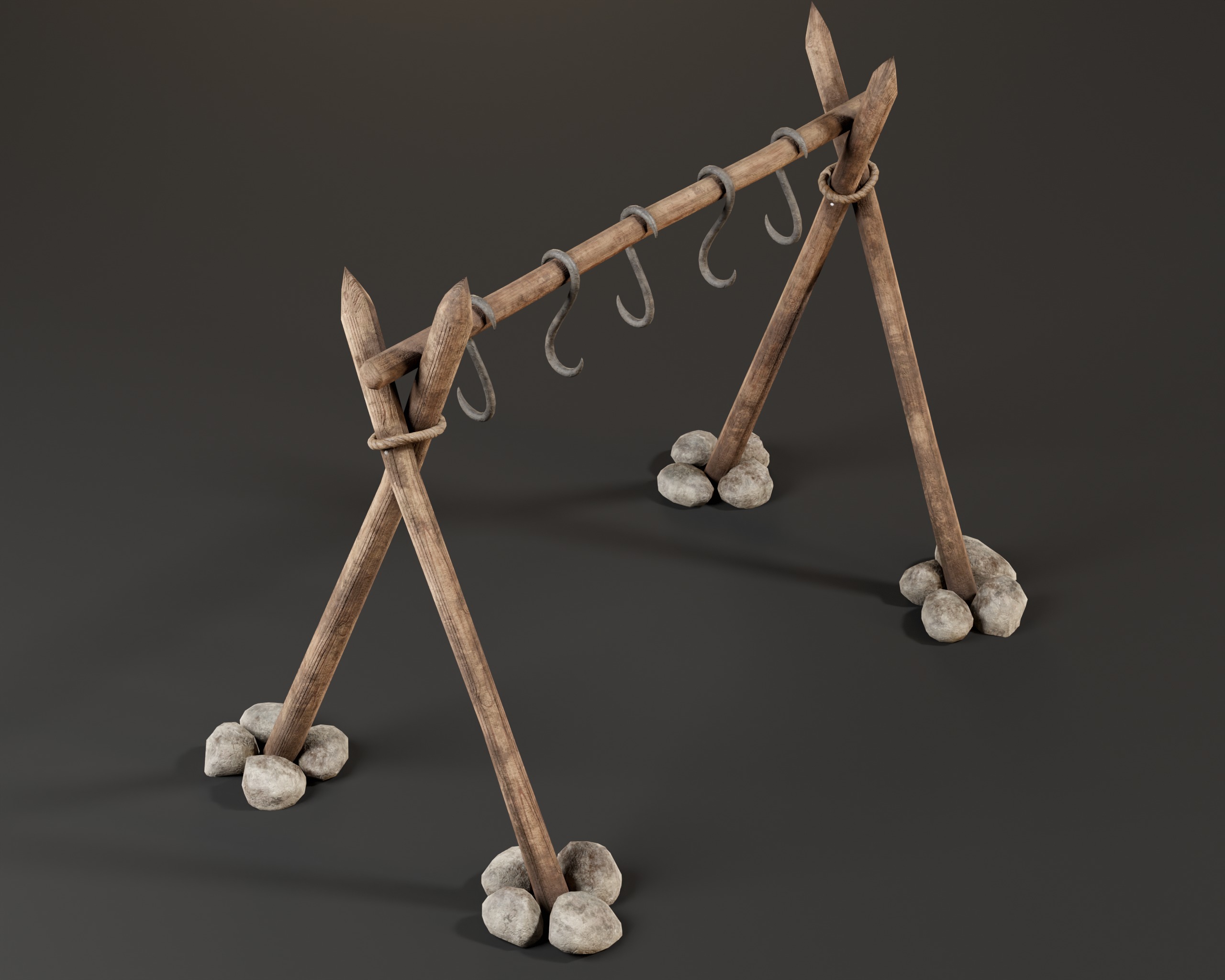 Medieval Spinning Wool Rack 3D model Medieval Drying Rack VR / AR / low-poly | CGTrader