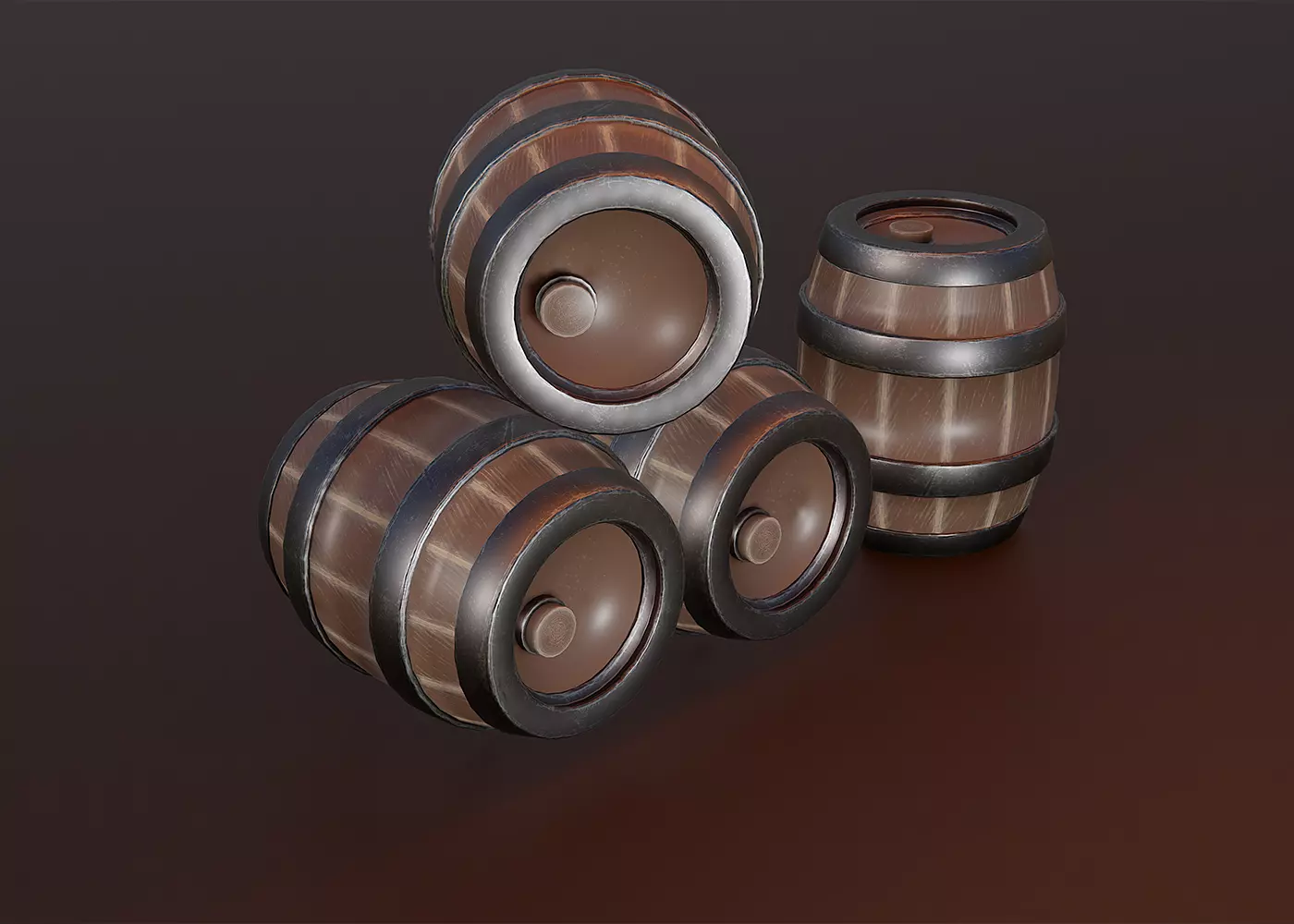 Stylized Barrel Low-poly 3D model_0