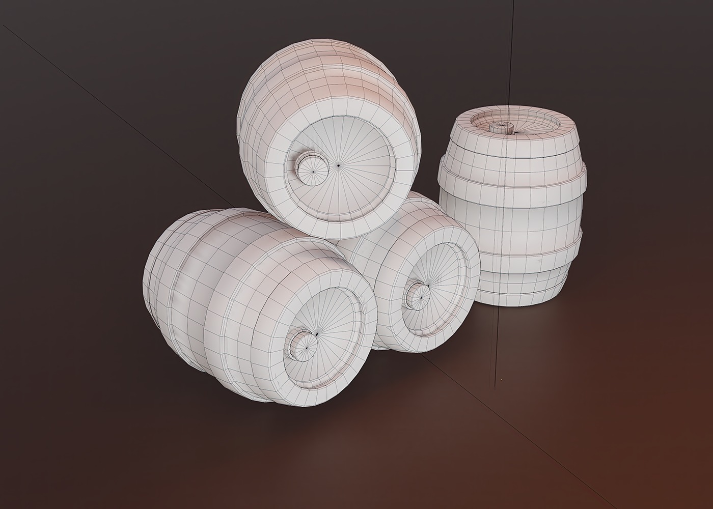 Stylized Barrel Low-poly 3D model_4