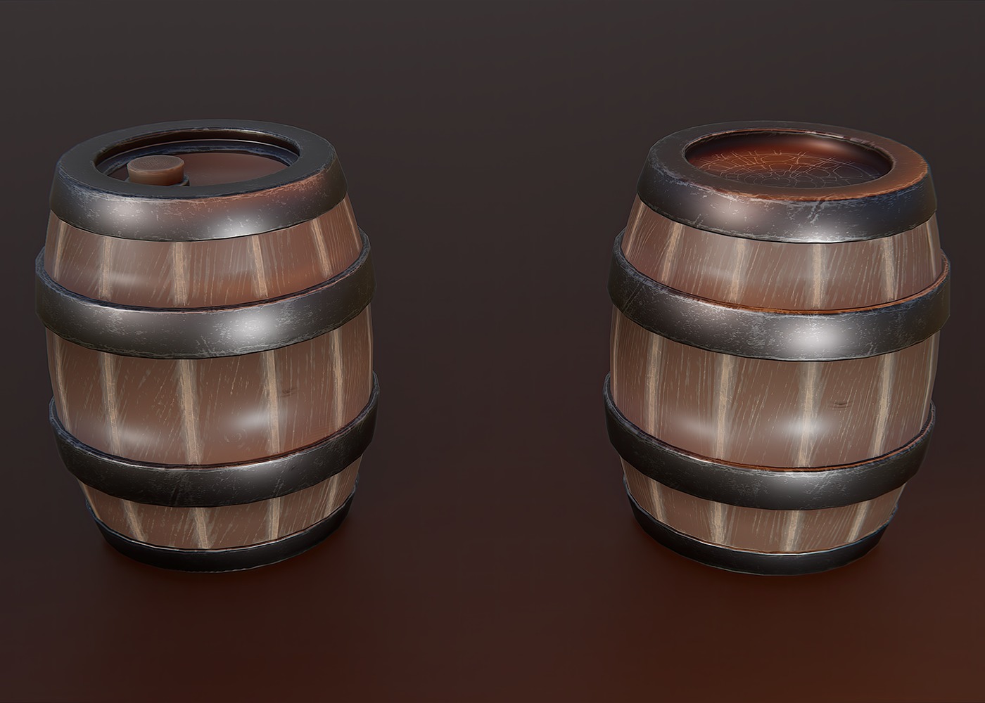 Stylized Barrel Low-poly 3D model_1