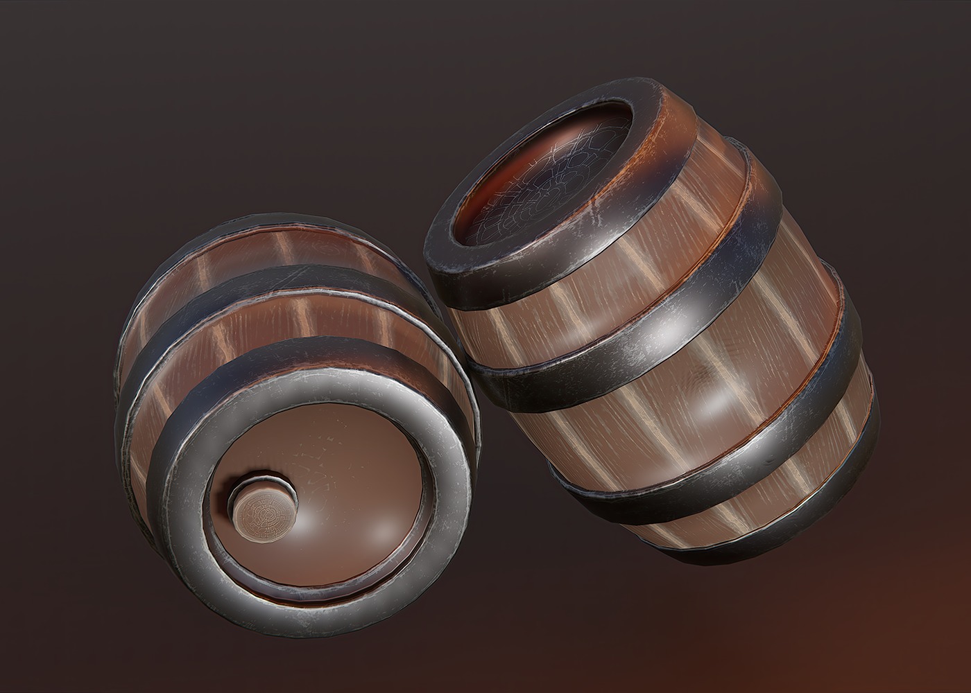 Stylized Barrel Low-poly 3D model_2