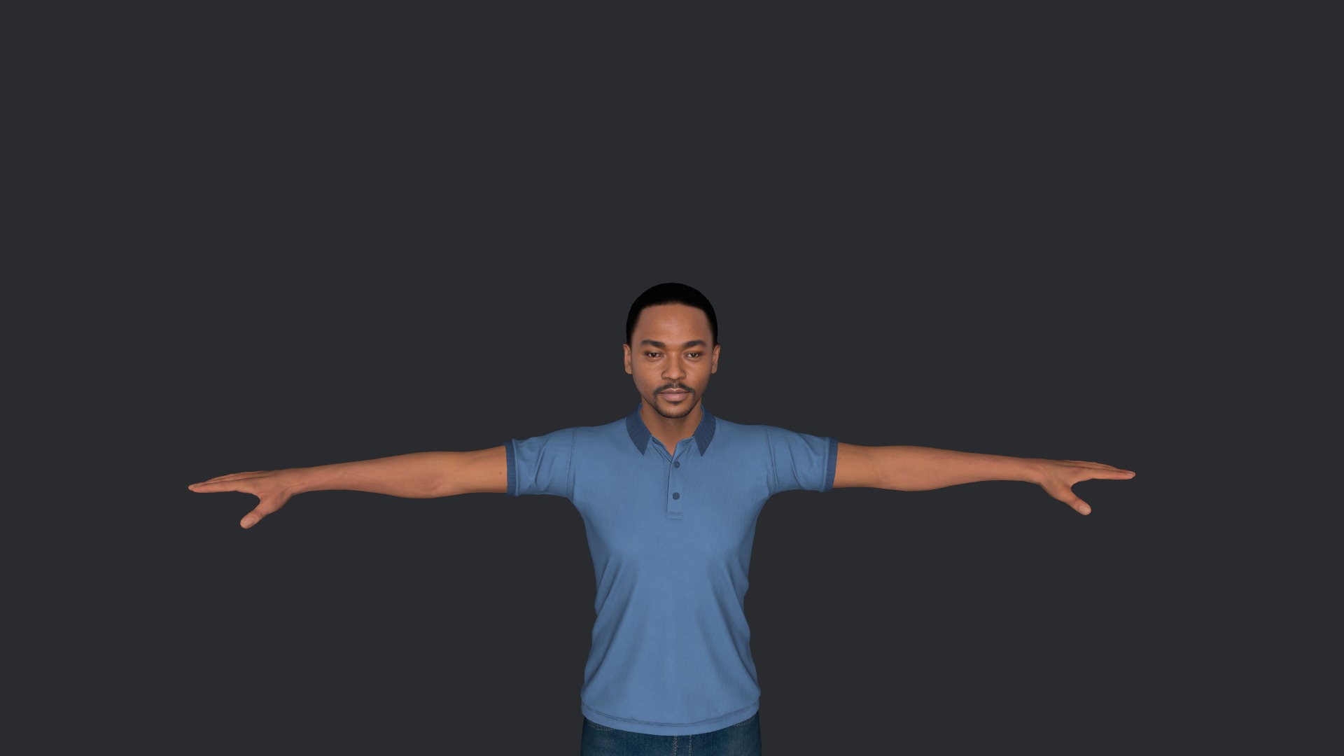 Anthony Mackie Hyper Realistic Full Body Fully Rigged Character Low-poly 3D model_26