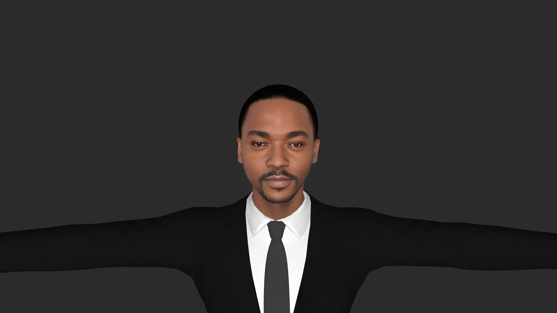 Anthony Mackie Hyper Realistic Full Body Fully Rigged Character Low-poly 3D model_0