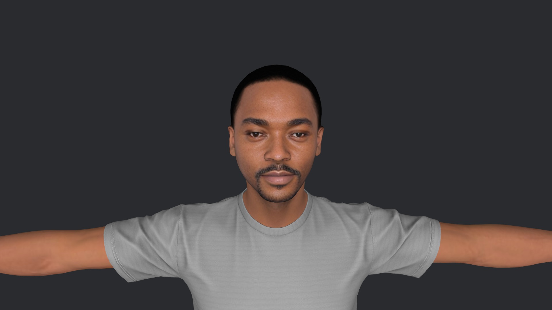 Anthony Mackie Hyper Realistic Full Body Fully Rigged Character Low-poly 3D model_11