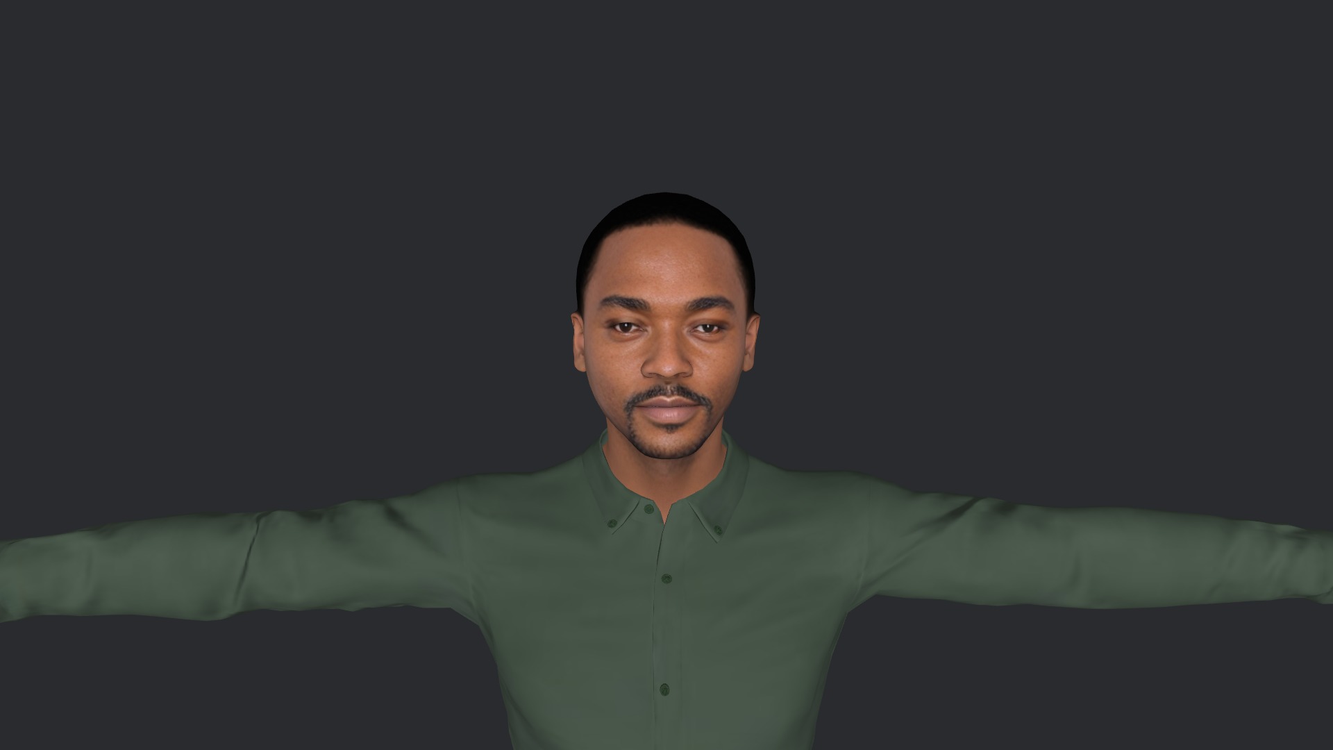 Anthony Mackie Hyper Realistic Full Body Fully Rigged Character Low-poly 3D model_10