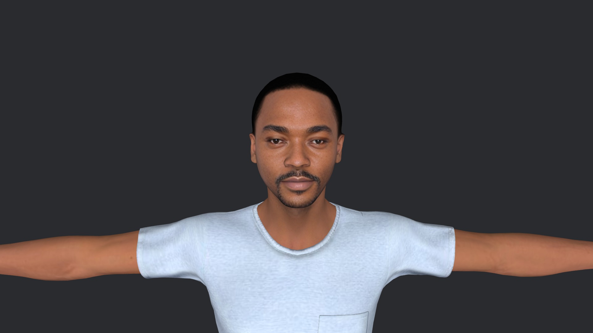 Anthony Mackie Hyper Realistic Full Body Fully Rigged Character Low-poly 3D model_12