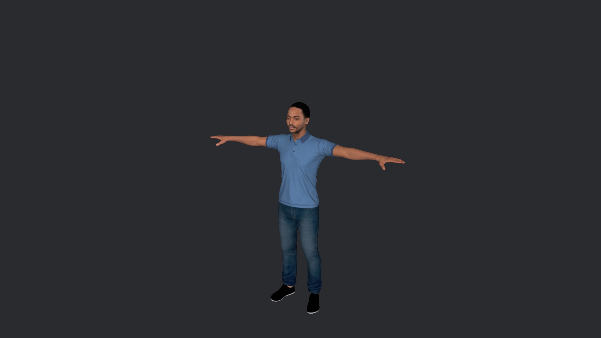 Anthony Mackie Hyper Realistic Full Body Fully Rigged Character Low-poly 3D model_25