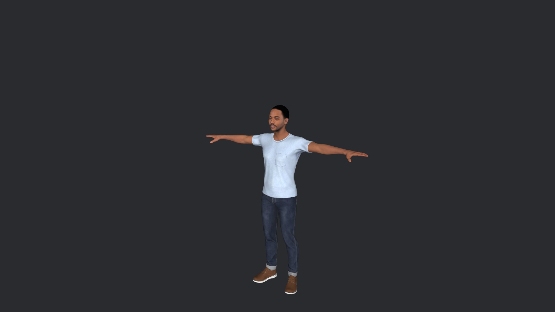 Anthony Mackie Hyper Realistic Full Body Fully Rigged Character Low-poly 3D model_16