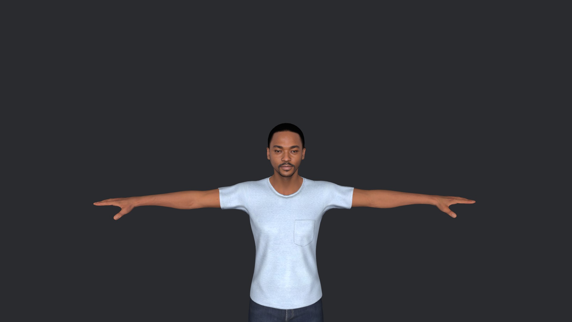 Anthony Mackie Hyper Realistic Full Body Fully Rigged Character Low-poly 3D model_24