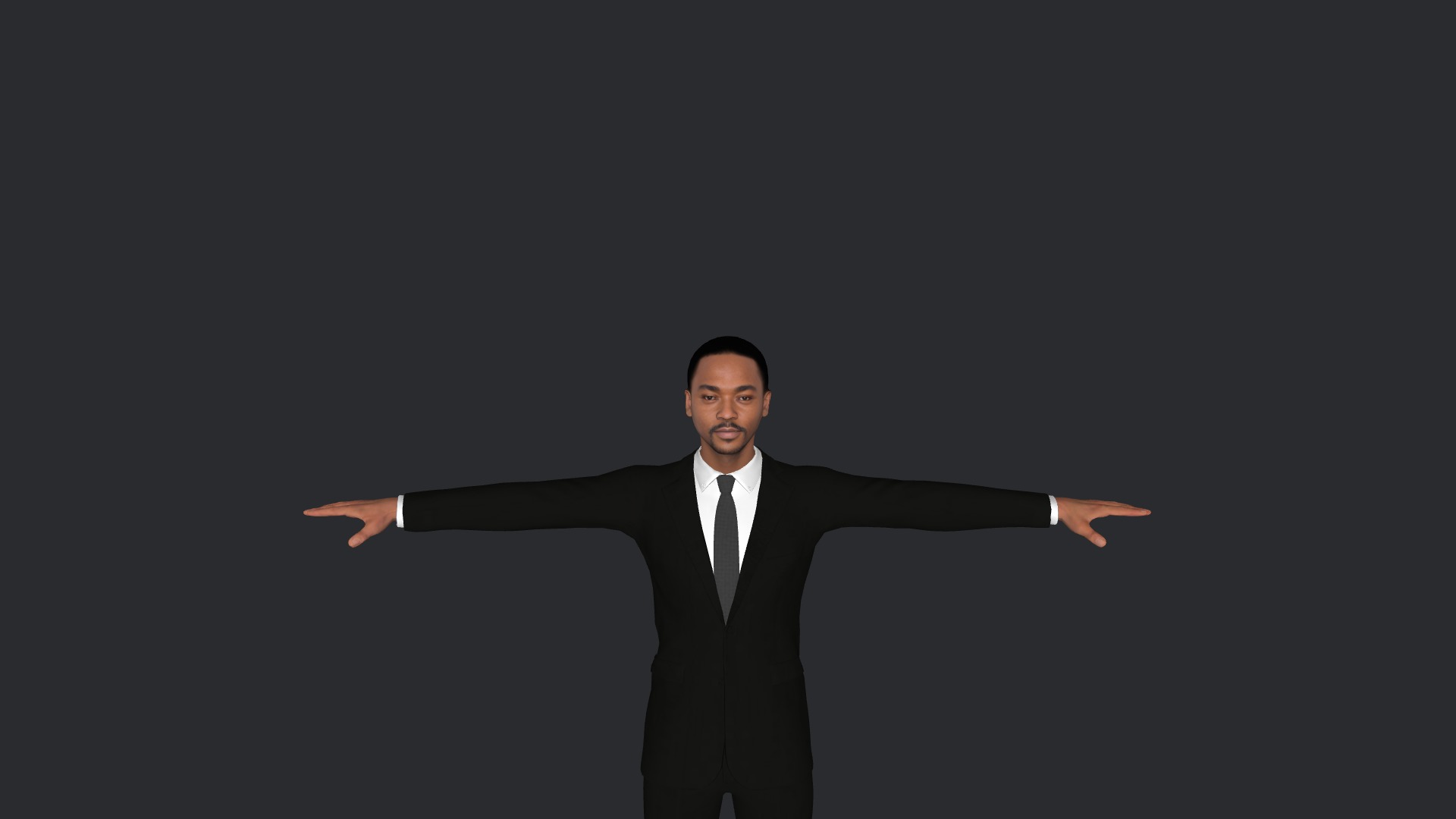 Anthony Mackie Hyper Realistic Full Body Fully Rigged Character Low-poly 3D model_4