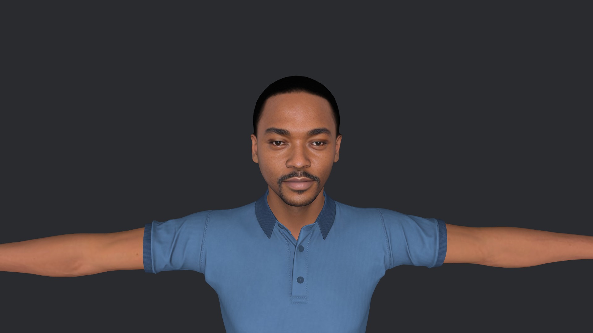 Anthony Mackie Hyper Realistic Full Body Fully Rigged Character Low-poly 3D model_28