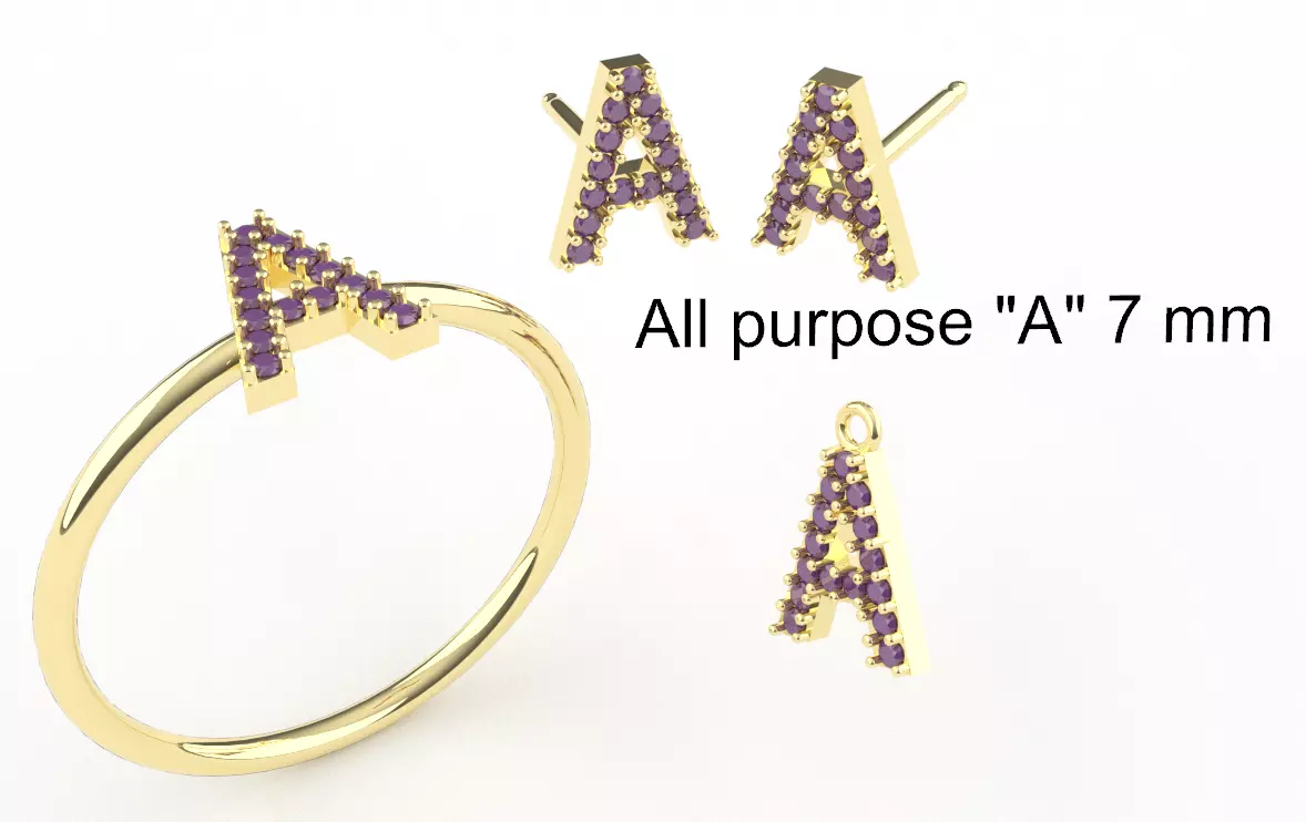 All purpose Letter A 7 mm 3D print model