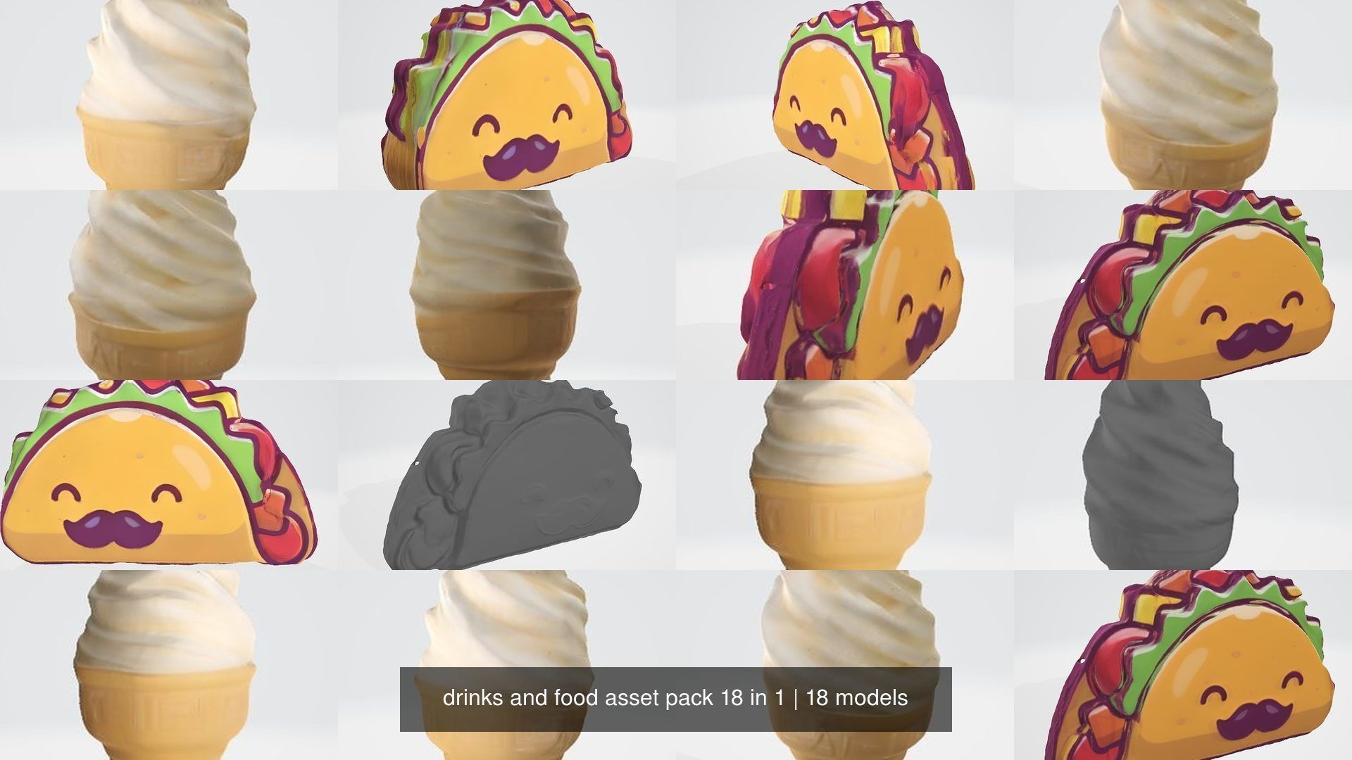 drinks and food asset pack 18 in 1 3D Model Collection_2