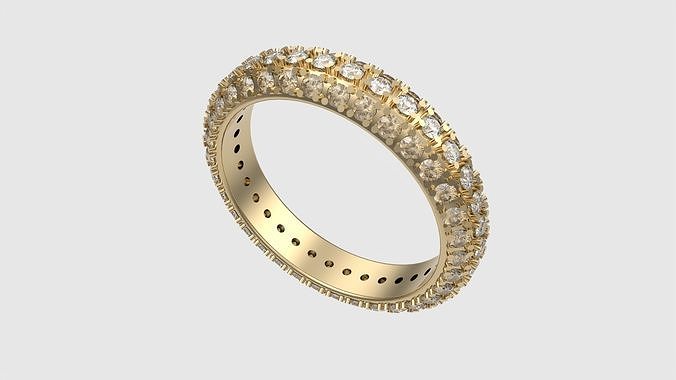 Classic Three-Row Diamond Wedding Ring JDBCo 3D print model