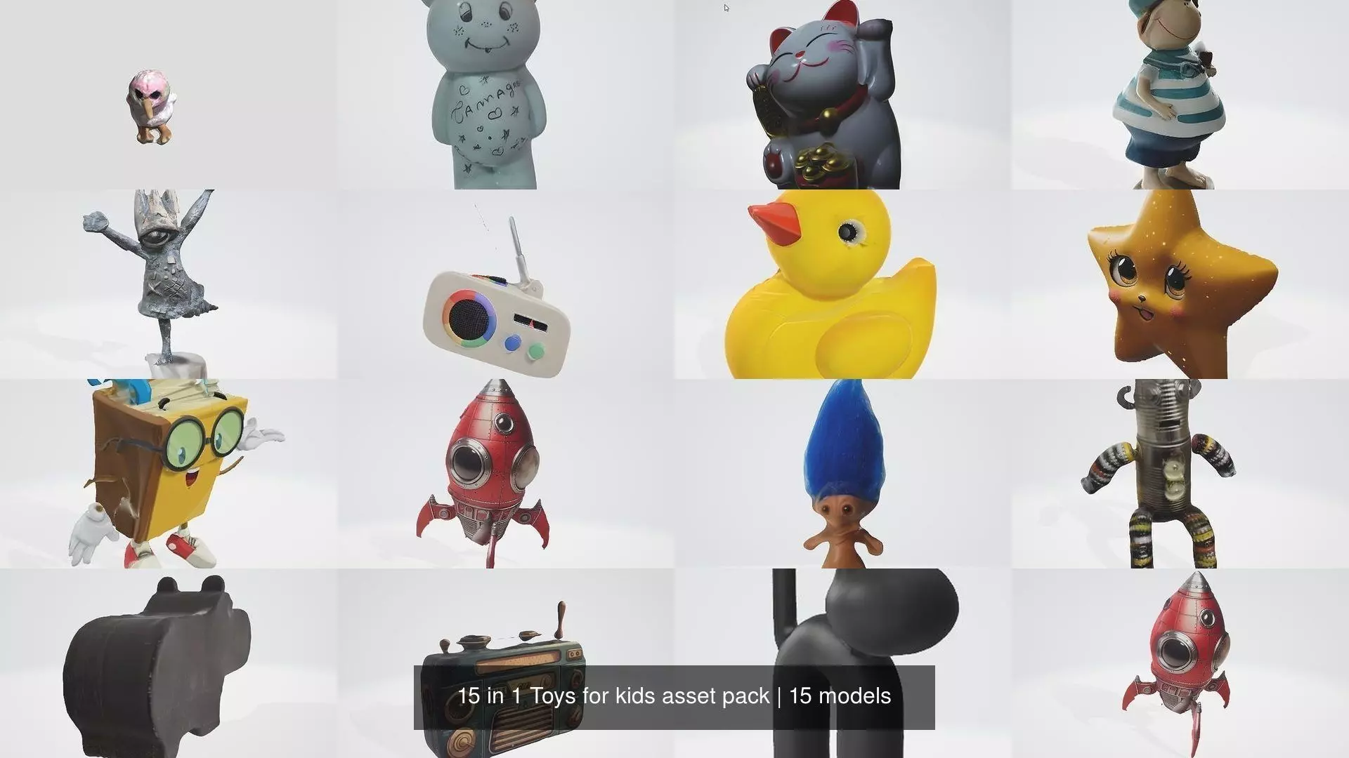 15 in 1 Toys for kids asset pack 3D Model Collection_0