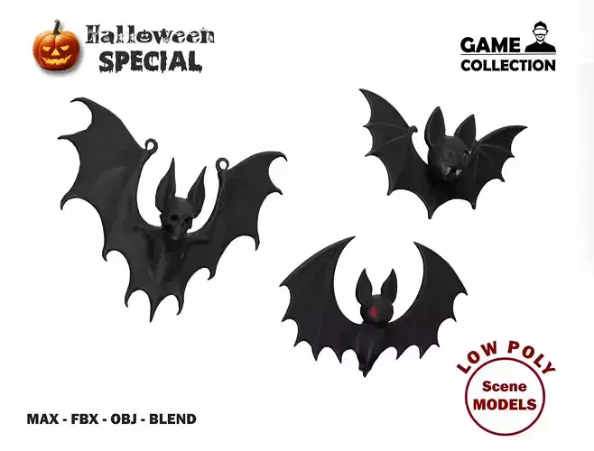 Halloween Bats Low-poly 3D model