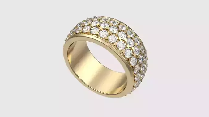 Wide 3 Rows Diamonds Wedding Ring JDBCo