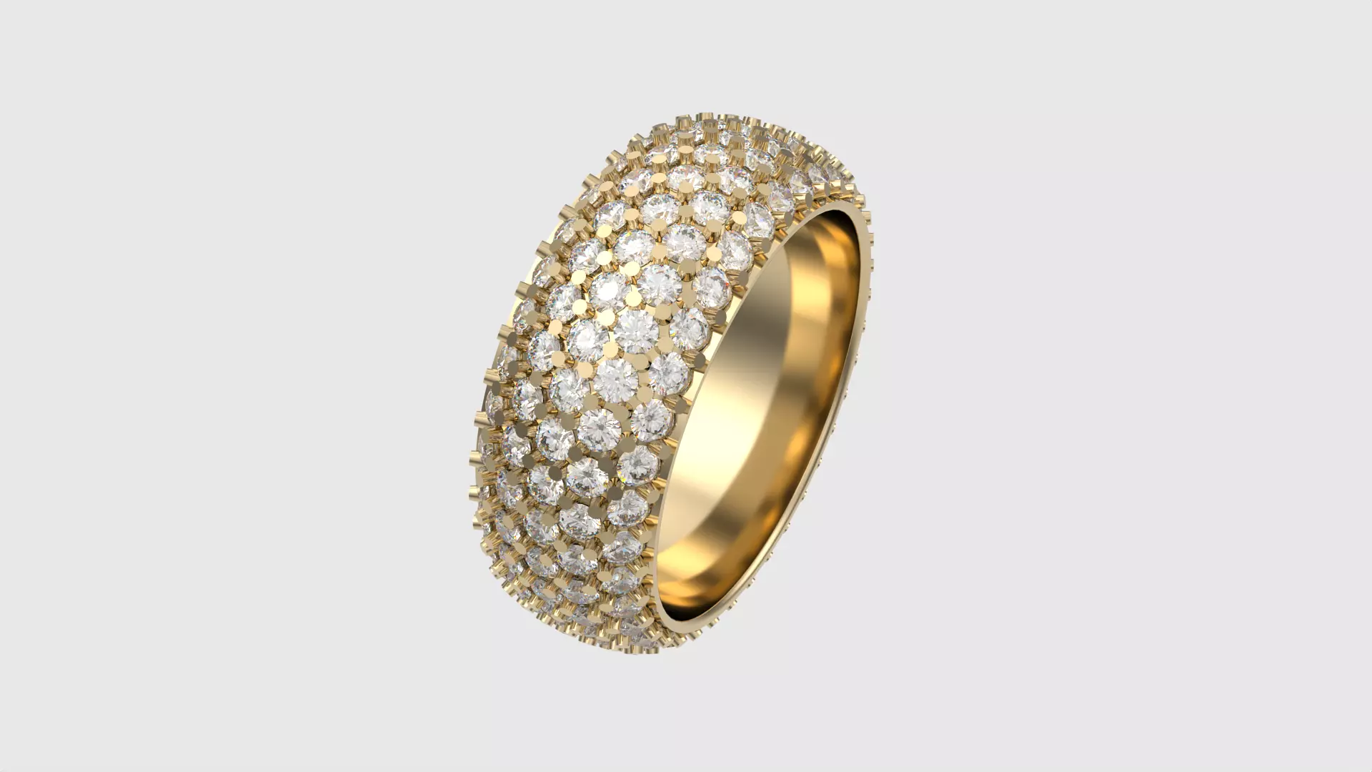 Wide 5 Rows Diamonds Wedding Ring JDBCo 3D print model