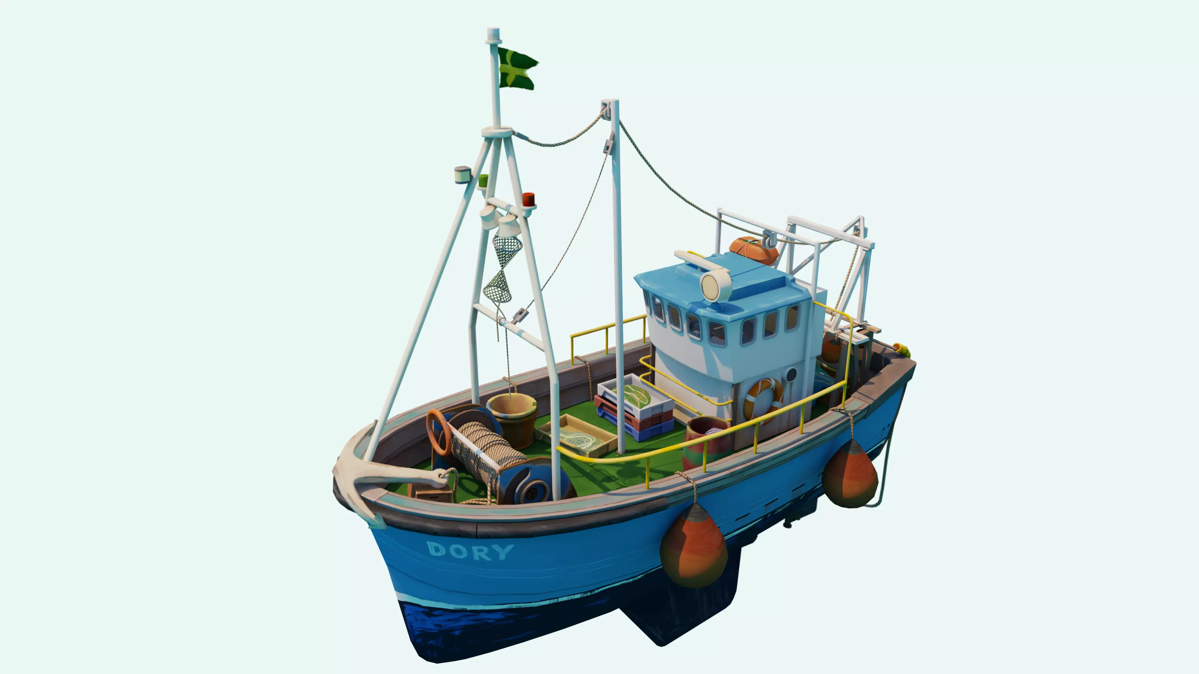 Fishing Boat Stylized Low-poly 3D model_0