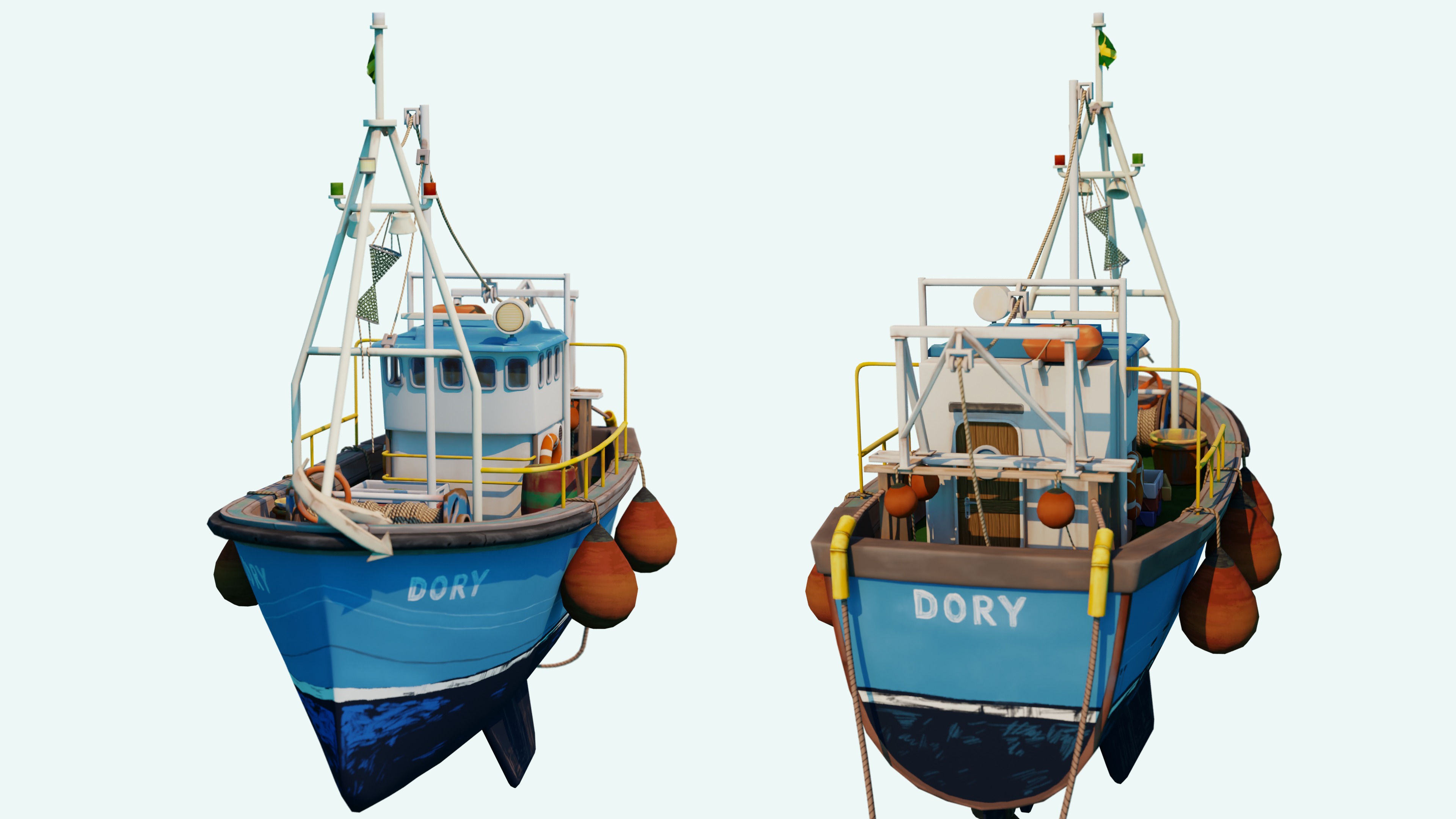 Fishing Boat Stylized Low-poly 3D model_4