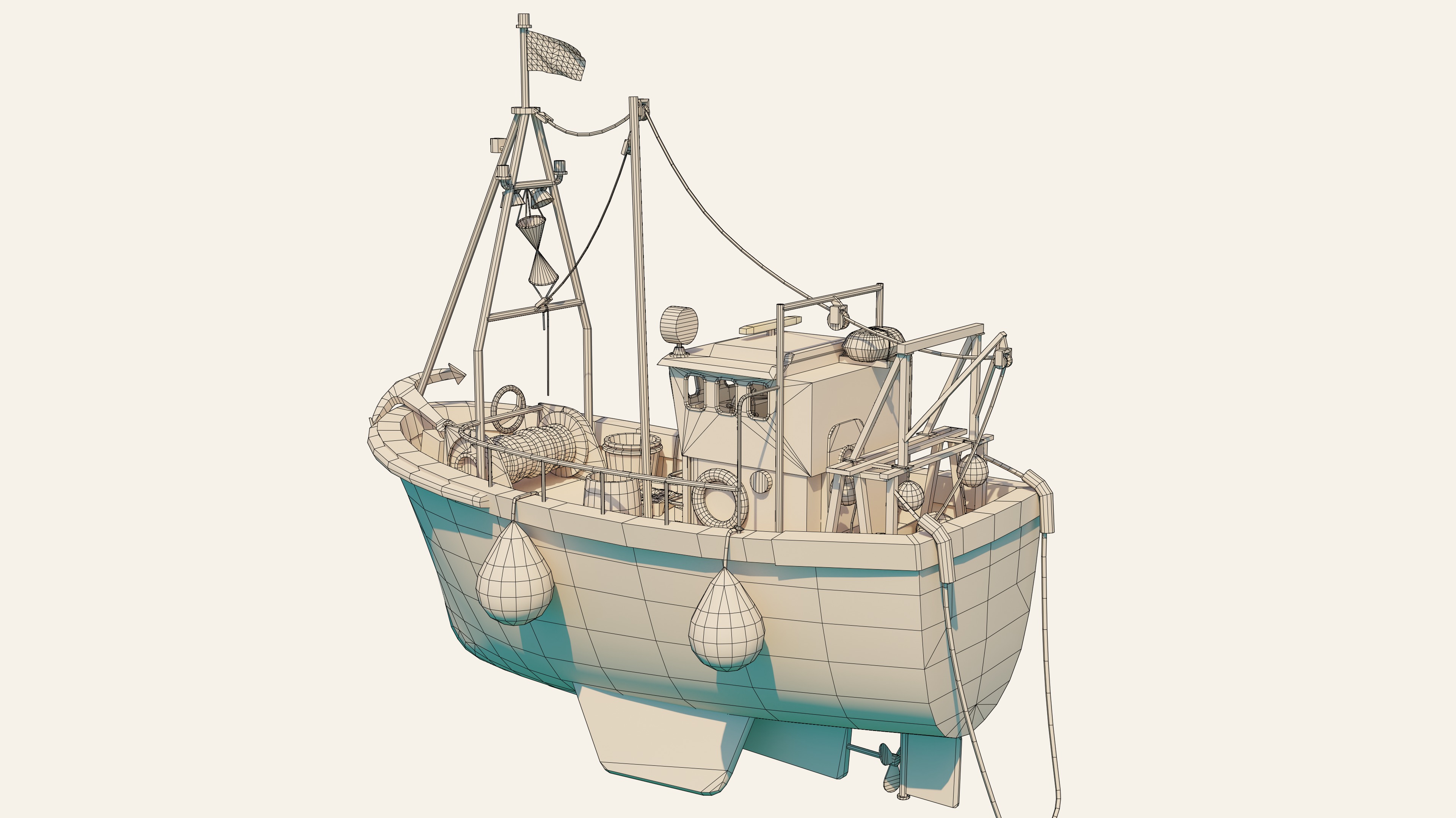 Fishing Boat Stylized Low-poly 3D model_7