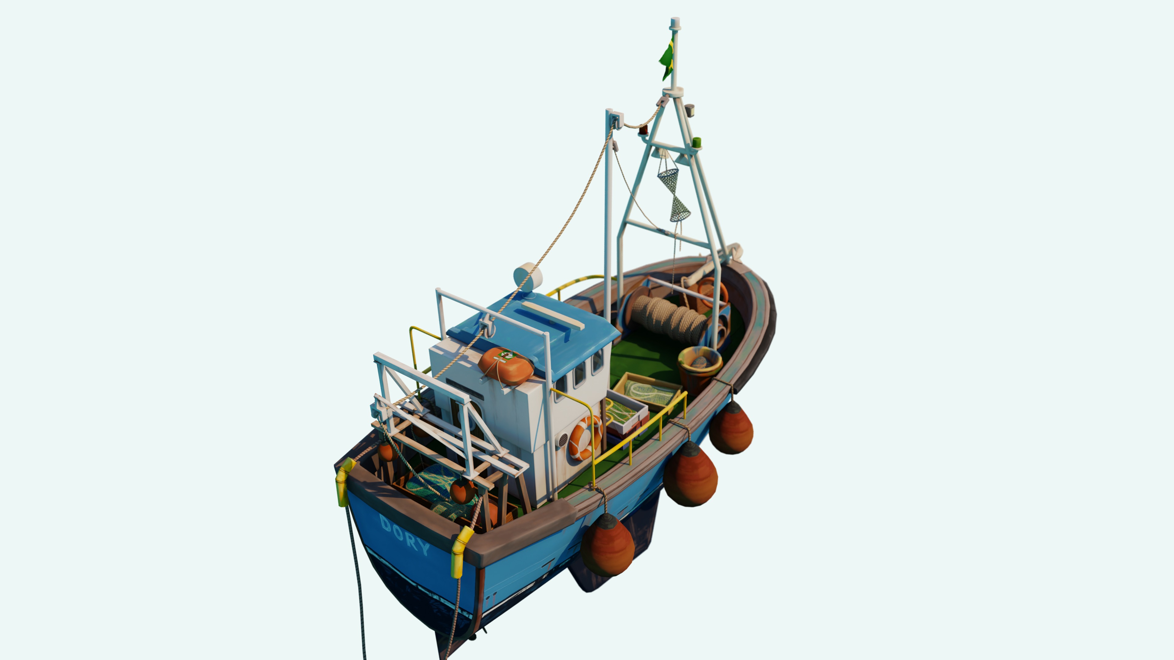 Fishing Boat Stylized Low-poly 3D model_2
