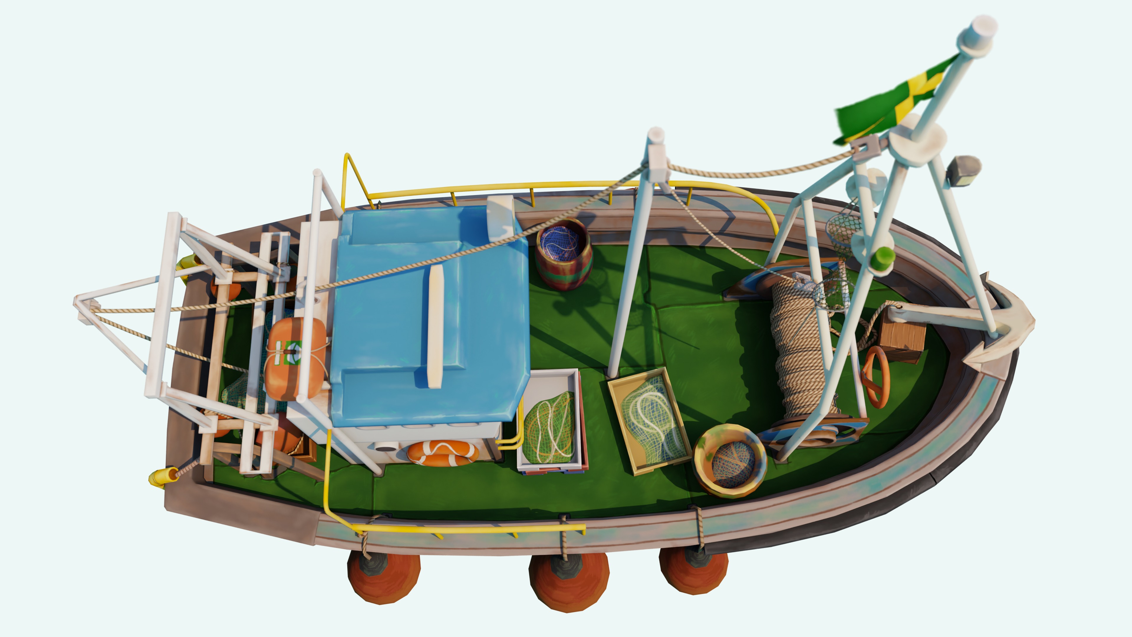 Fishing Boat Stylized Low-poly 3D model_5