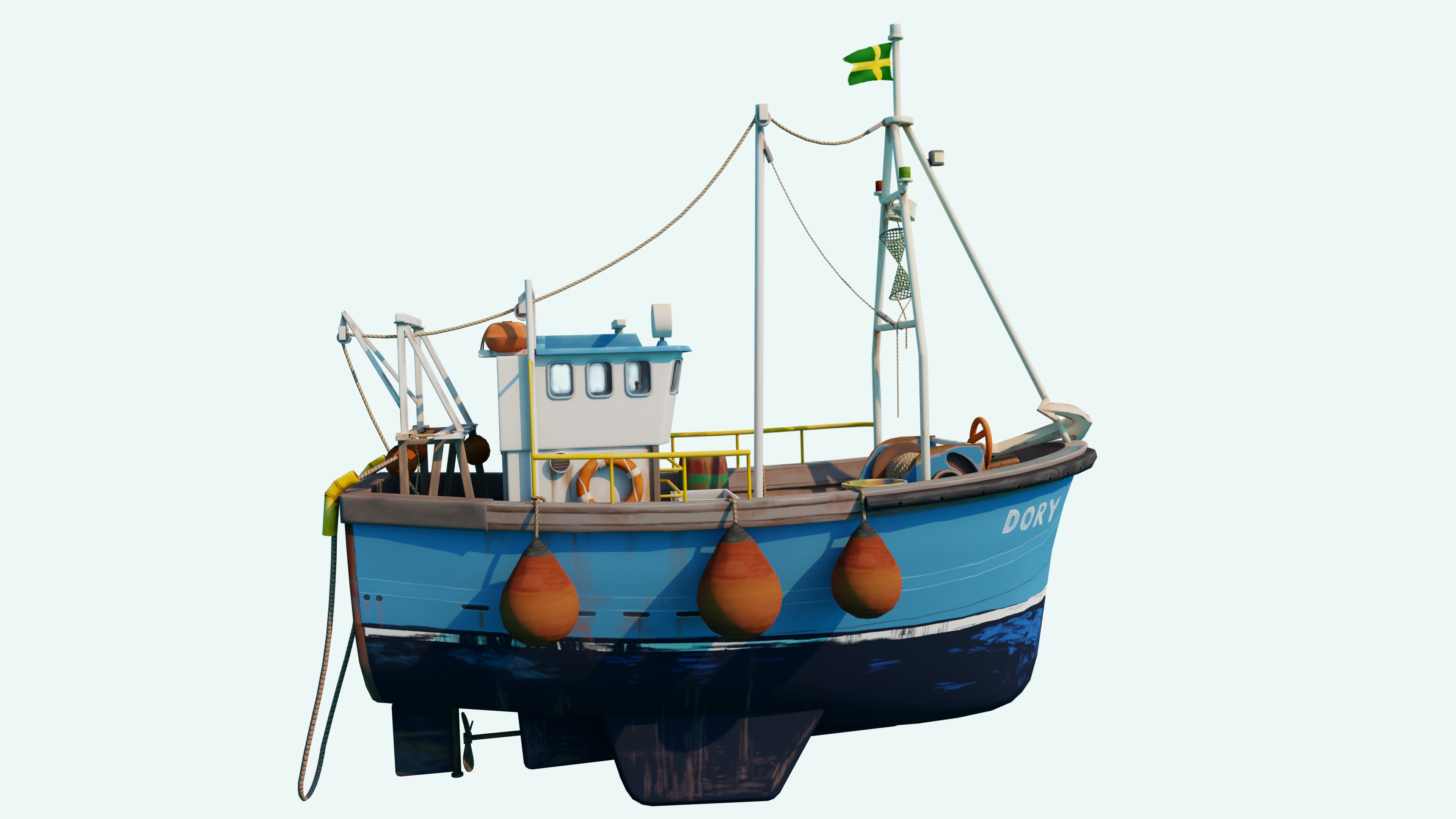 Fishing Boat Stylized Low-poly 3D model_3