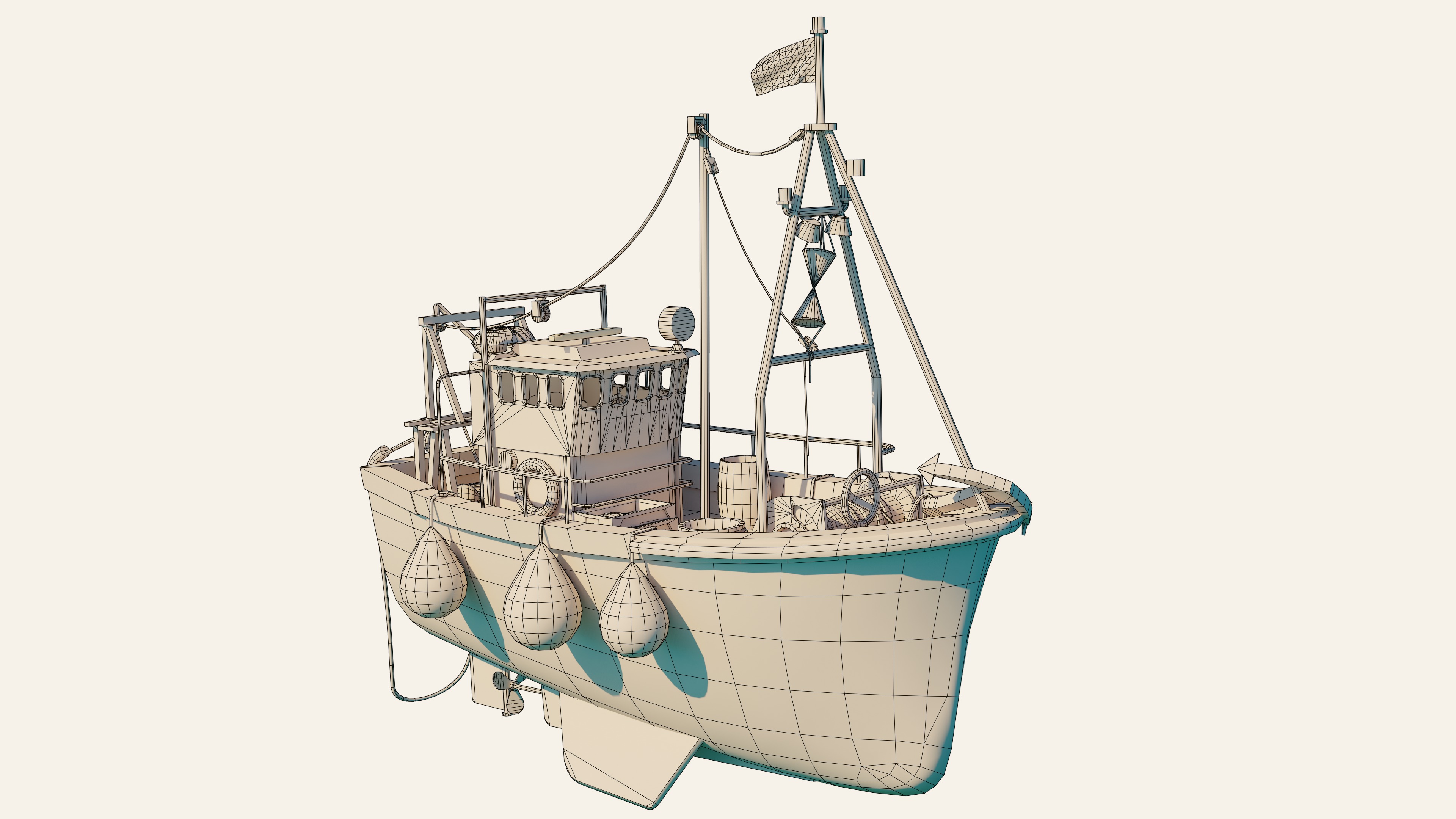 Fishing Boat Stylized Low-poly 3D model_6
