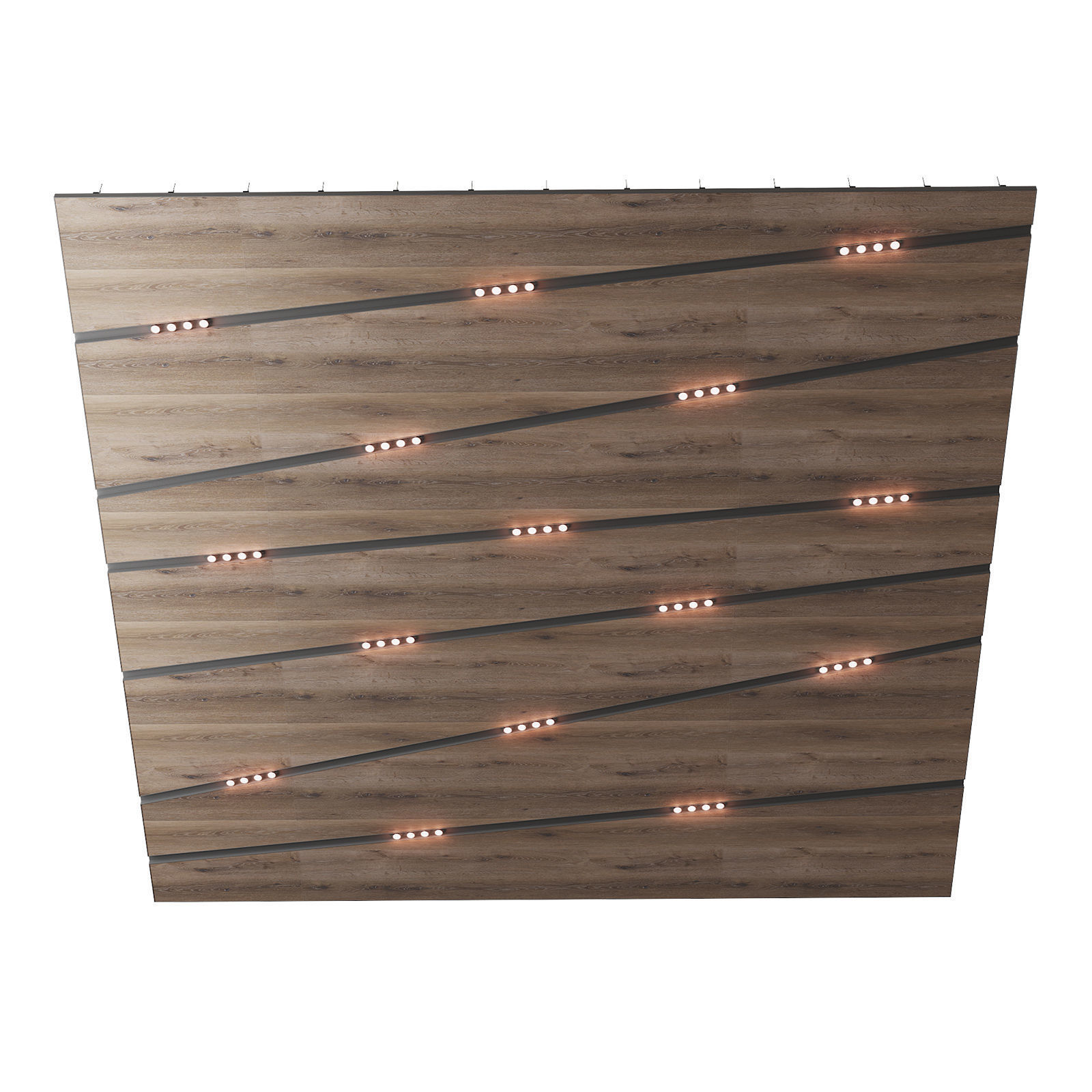 Wooden suspended ceiling with lighting 51 3D model_1